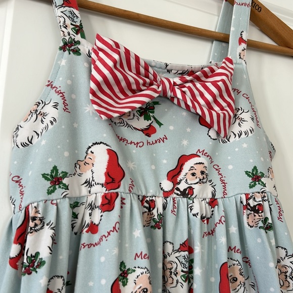 RARE! Retro Santa Dress w Candy Cane Bow, Ric Rac Trim by Olive Mae Clothing Co. - Picture 1 of 13